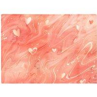 Warren Reed - Designer Salmon Pink With Hearts Marble Effect Chopping Board