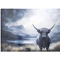 Warren Reed - Designer Highland Cow On A Dark Night Chopping Board in Black