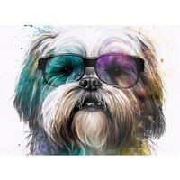 Warren Reed - Designer Lhasa Apso Face Glasses Splashart Chopping Board