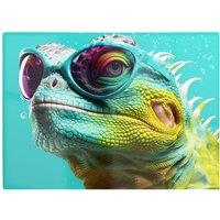 Warren Reed - Designer Splashart Iguana Wearing Glasses Chopping Board