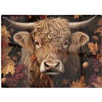 Warren Reed - Designer Highland Cow In Autumn Chopping Board in Brown