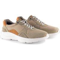 Silver Street London Men's Mayfair Premium Leather Casual Trainers in Beige | Size: 11