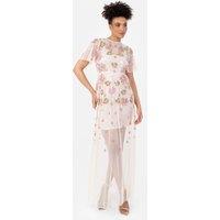 Maya Deluxe Women's Embellished Maxi Dress in Nude | Size: 8