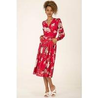 Jolie Moi Women's Jasmine Long Sleeve Mesh Dress in Cerise | Size: 8