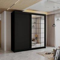 Sliding Wardrobes 4U Modern Sliding Wardrobe with LED Light W 200 x H 217 x D 62 in Black