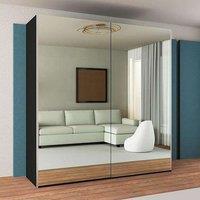 Sliding Wardrobes 4U Modern Sliding Wardrobe with LED Light W 200cm x H 217cm x D 62cm in Black
