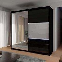 High Gloss Double Sliding Wardrobe with LED Light W 200 x H 217 x D 62