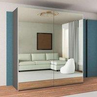 Sliding Wardrobes 4U Modern Sliding Wardrobe with LED Light W 150cm x H 217cm x D 62cm in Grey