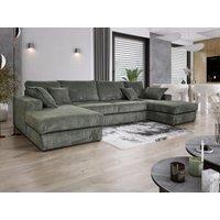 Furniture 786 Family Large Double Sofa with Footstool U-Shaped in Grey | Size: 1 Pack