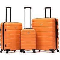 Flight Knight Set of 3 Hard Shell Suitcase Cabin & Check in Cases with TSA Lock in Orange | Size: 3 Pack