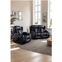 More4Homes Caesar Electric Recliner Bonded Leather 1+2 Seater Sofa Set in Black