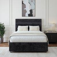 Bedmaster Luxury Velvet 2 Drawer Divan Base & Lined Headboard in Black | Size: Super King