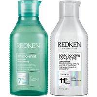 Redken Amino Mint Shampoo 300ml & Acidic Bonding Concentrate Conditioner 300ml in Clear