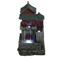 Primrose Japanese House Tiered Water Feature with LED Lights 46cm in Grey