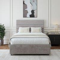 Bedmaster Luxury Velvet Divan Base & Lined Headboard in Light Grey | Size: Super King