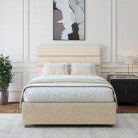 Bedmaster Luxury Velvet Divan Base & Lined Headboard in Natural | Size: Super King