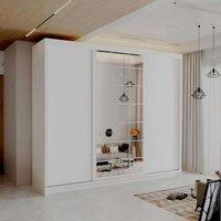 Sliding Wardrobes 4U Modern Sliding Wardrobe with LED Light W 250 x H 217 x D 62 in White