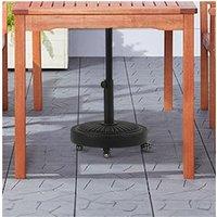 Round-Shaped Concrete-Filled Patio Parasol Base Stand with Wheels