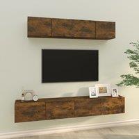 Berkfield Home 4 Piece TV Cabinet Set Smoked Oak Engineered Wood in Brown