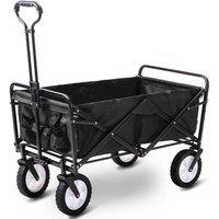 Alivio Heavy Duty Folding Wagon Cart Trolley with Adjustable Handle (Black) in Black