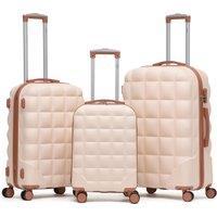 Flight Knight Set Of Three Hard Case Bubble Design Check-in Size Suitcases in Cream | Size: Cabin