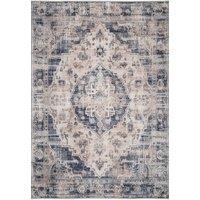 Kukoon Beige Blue Distressed Vintage Medallion Washable Living Room Area Rug | Size: 200 cm x 290 cm