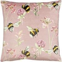 Evans Lichfield Country Bee Garden Hand-Painted Printed Cushion in Light Pink | Size: 43 cm x 43 cm