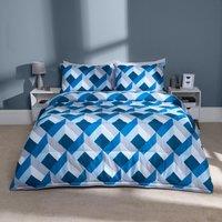OHS Abstract Geo Coverless 10.5 Duvet Pillowcases Set Bedding Quilt in Dark Navy | Size: Single