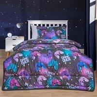 OHS Gaming Coverless 10.5 Tog Duvet Set Bed Quilted Gamer Pillowcase in Black | Size: Single