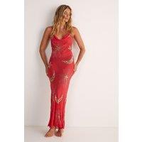 Premium Hand Embellished Celestial Cowl Neck Maxi Beach Dress