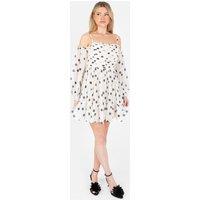 Anaya with Love Women's Polka Dot Bardot Long Sleeve Mini Dress | Size: 12