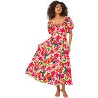 Dusk Floral Pleated Puff Dress