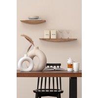MH London Wall Shelf Set of 2 Solid Wood Wall Mounted Shelf Bookshelves - Hutch in Natural