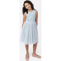 Maya Deluxe Girl's Flower Girl Embellished Midi Dress in Pale Blue | Size: 3-4 Years