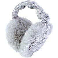 Heat Holders Women's Winter Knitted Cold Weather Faux Fur Ear Muffs in Grey