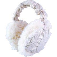 Heat Holders Women's Winter Knitted Cold Weather Faux Fur Ear Muffs in Cream