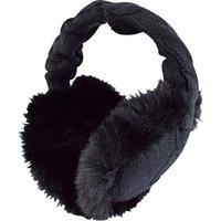 Heat Holders Women's Winter Knitted Cold Weather Faux Fur Ear Muffs in Black