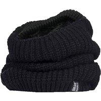 Heat Holders Women's Winter Warm Fleece Lined Chunky Knit Thermal Neck Warmer in Black