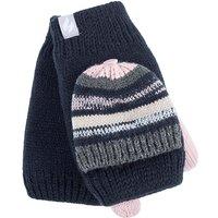 Heat Holders Women's Striped Fleece Lined Thermal Knitted Converter Mitten Gloves in Blue