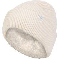 Heat Holders Women's Fleece Lined Ribbed Thermal Turnover Hat for Winter in Cream