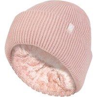 Heat Holders Women's Fleece Lined Ribbed Thermal Turnover Hat for Winter in Pink