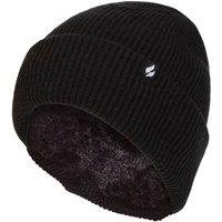 Heat Holders Women's Fleece Lined Ribbed Thermal Turnover Hat for Winter in Black