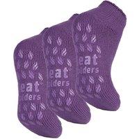Heat Holders Women's 3 Pairs Ankle Fluffy Slipper Socks in Lilac | Size: 4-8