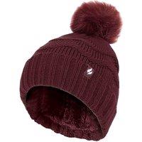 Heat Holders Women's Zig Zag Turnover Thermal Pom Pom Hat for Winter in Burgundy