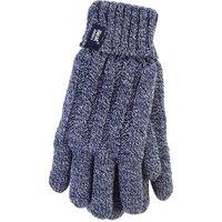 Heat Holders Women's Cable Knit 2.3 Tog Fleece Lined Thermal Winter Gloves in Dark Blue | Size: S/M