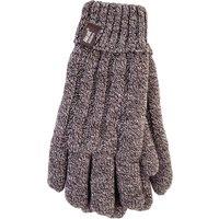 Heat Holders Women's Cable Knit 2.3 Tog Fleece Lined Thermal Winter Gloves in Brown | Size: S/M