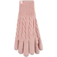 Heat Holders Women's Cable Knit 2.3 Tog Fleece Lined Thermal Winter Gloves in Light Pink | Size: Medium/Large