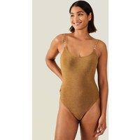 Accessorize Women's Metal Strap Shimmer Swimsuit in Gold | Size: 18