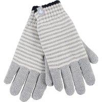Heat Holders Women's Striped Fleece Lined Knitted Warm Thermal Winter Gloves in Grey | Size: Medium/Large
