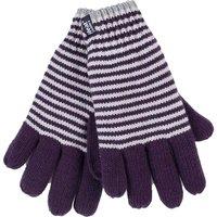 Heat Holders Women's Striped Fleece Lined Knitted Warm Thermal Winter Gloves in Purple | Size: Medium/Large